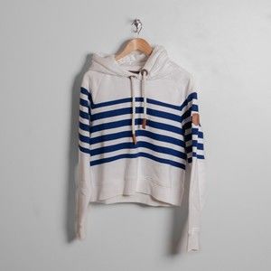 Wanakome Women's Eventide Cropped Nautica Blue Stripped Hoodie White Small
